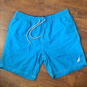 Nautica Blue Swim Trunks Quick-Drying Elastic Waist